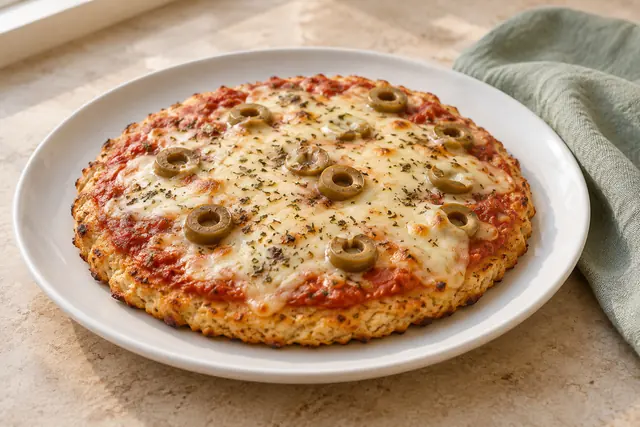 Pizza de frigideira com massa de frango