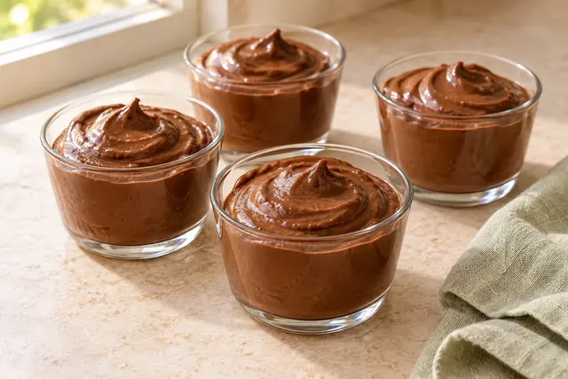 Mousse de chocolate com abacate em potinhos