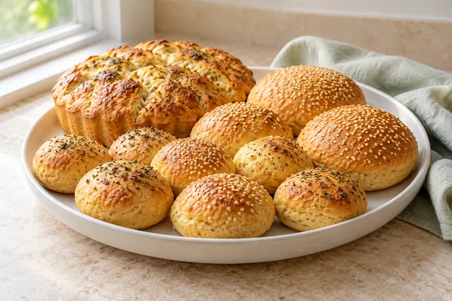 Pãezinhos cetogênicos de farinha de amêndoas em um prato